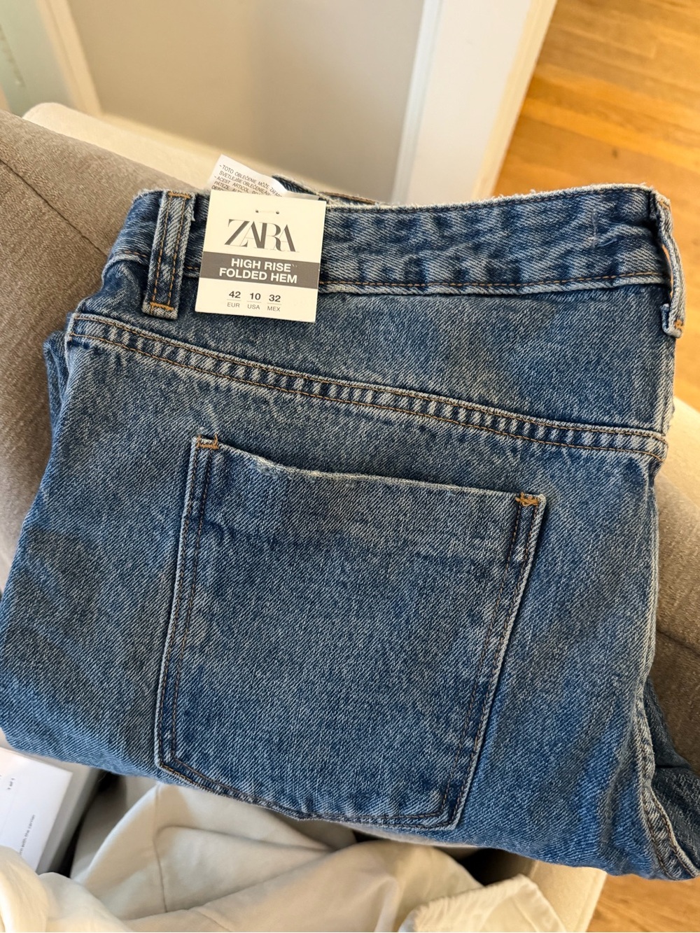 Zara Jeans — NWT high rise folded hem jeans